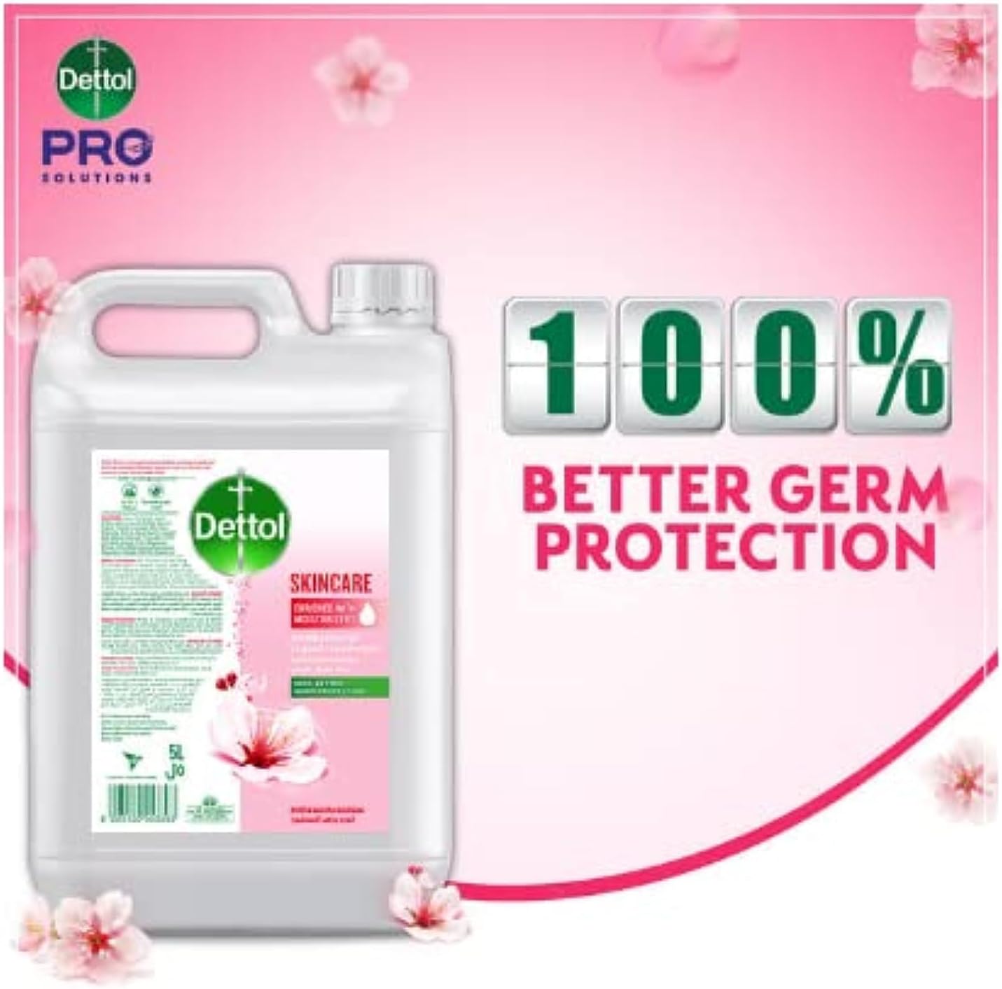Dettol Skincare Antibacterial Liquid Handwash, Ideal for Business Use in Offices, Hospitals, Schools, Hotels, Rose and Sakura Blossom Fragrance, 2x5 Ltr , 5000.0 millilitre, 2x5L