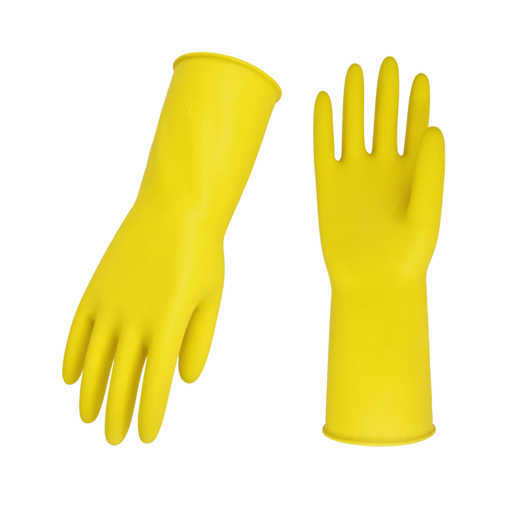 Euroglove Industrial Rubber Gloves Pair yellow Gloves, Size: Large ( pack of 50 pair )