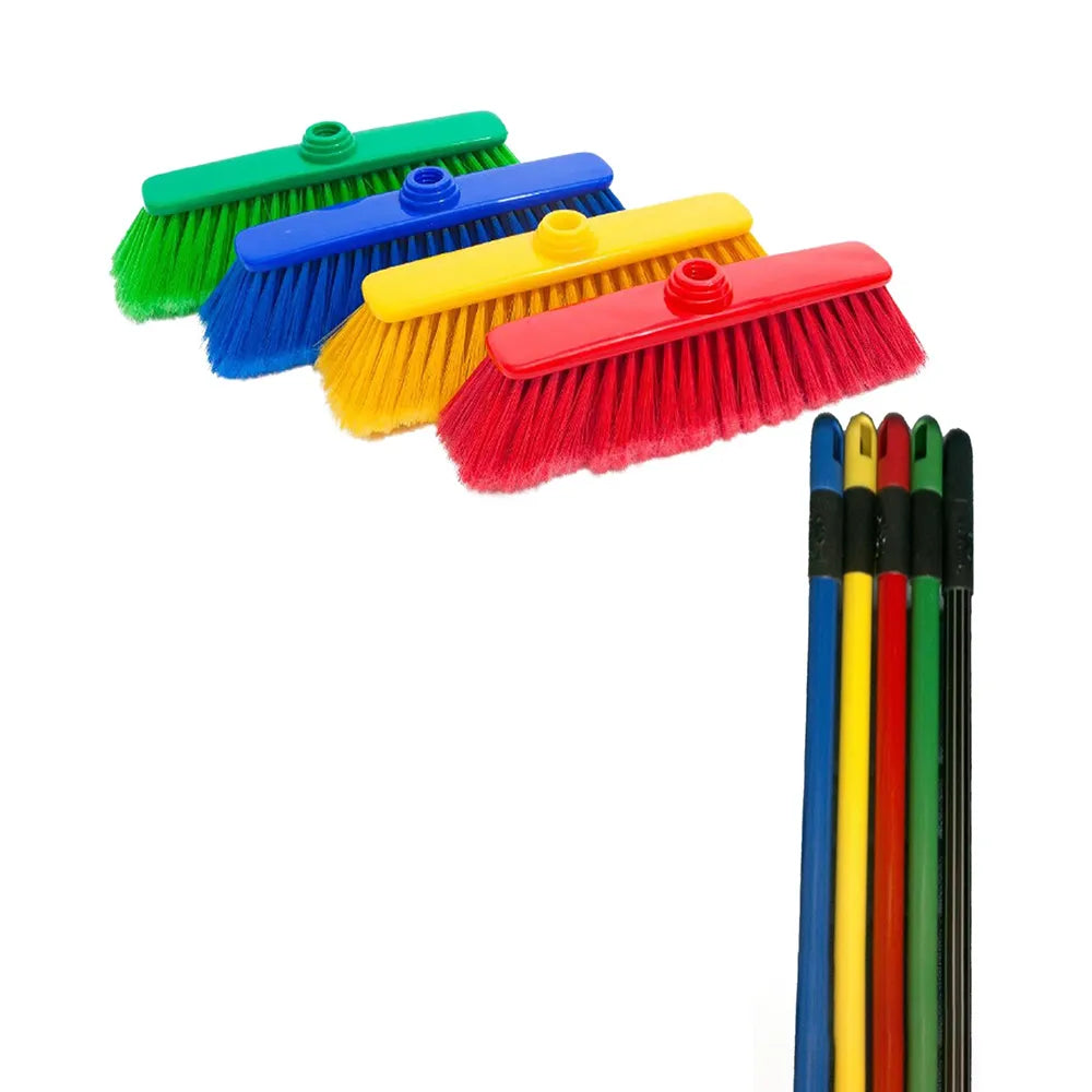 Soft Standard Indoor Floor Broom with Stick color (Red pack of 12)