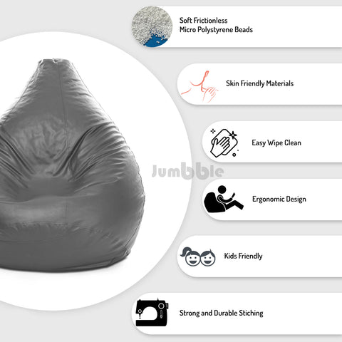 Jumbble Standard PVC Bean Bag | Durable Faux Leather Bean Bag with Filling | Comfortable and Stylish | Suitable for Adults & Kids | Versatile Seating for Home and Outdoors Jumbble Standard PVC Bean Bag | Durable Faux Leather Bean Bag with Filling | Comfortable and Stylish | Suitable for Adults & Kids | Versatile Seating for Home and Outdoors