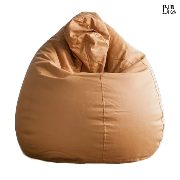 Brown leather bean bag outlet chair