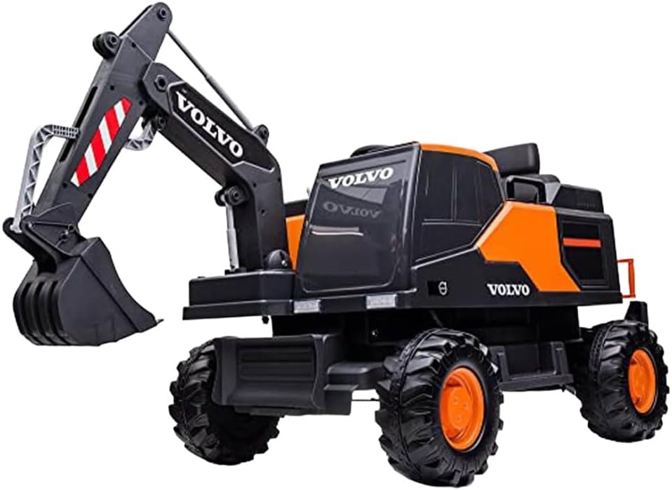 12V Volvo Excavator Kids Ride on Car with Electronic Digging Arm Orange