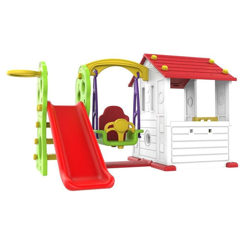 Sun N Shine Big Playhouse W/ Slide, Swing & Basketball Ring