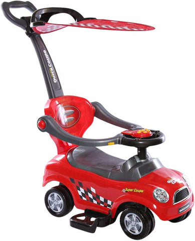 Rally Push Cart For Kids Ride On Car 3 in 1 Toddler Buggy Toy with Handle Horn Red