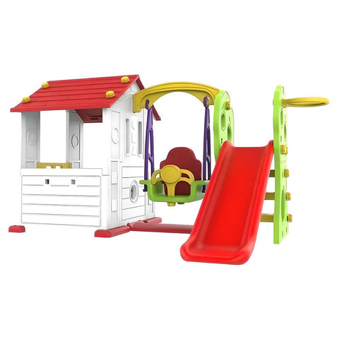 Sun N Shine Big Playhouse W/ Slide, Swing & Basketball Ring