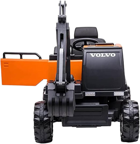 12V Volvo Excavator Kids Ride on Car with Electronic Digging Arm Orange