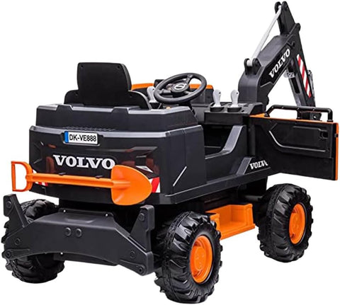 12V Volvo Excavator Kids Ride on Car with Electronic Digging Arm Orange