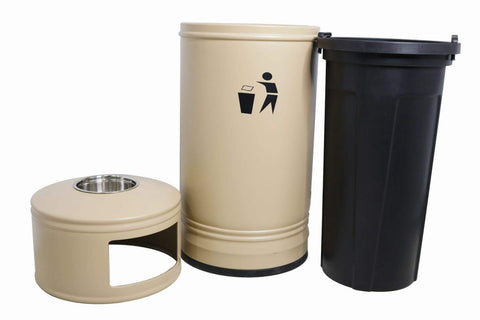 Outdoor Ashtray Garbage Bin - Beige