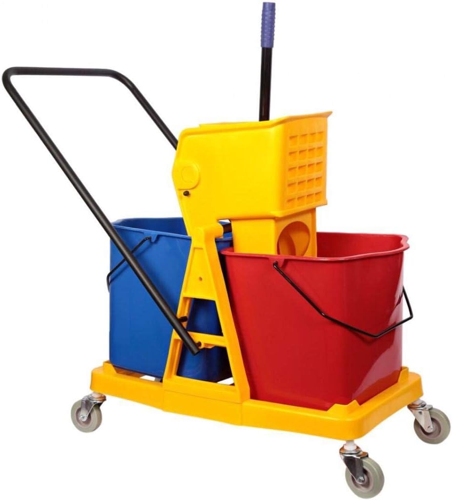 Double Mop Bucket with Trolley and Wringer - 46 Liters ( PACK OF ONE )