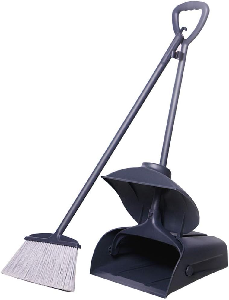 Broom And Dustpan Set Upright Long-Handled Dustpan And Brush Broom Closable Dustpan Set Cleaning Garbage Shovel for Indoor/Outdoor Sweeping