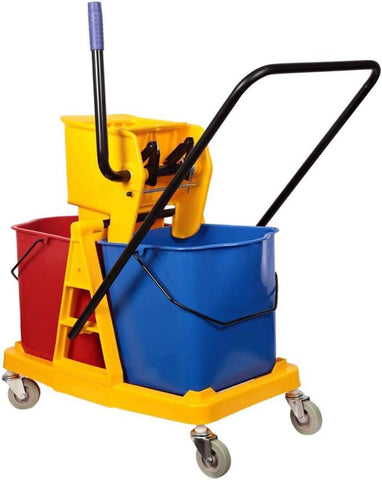 Double Mop Bucket with Trolley and Wringer - 46 Liters ( PACK OF ONE )