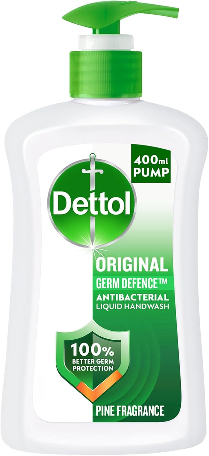 Dettol Handwash Liquid Soap Original Pump for Effective Germ Protection & Personal Hygiene, Protects Against 100 Illness Causing Germs, Pine Fragran ,  12x 400ml