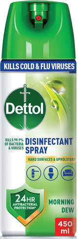 Dettol Antibacterial All in One Disinfectant Spray for use on Sofa, Car Seats, Kitchen Surfaces etc. (Kills 99.9% of Bacteria & Viruses), 450ml