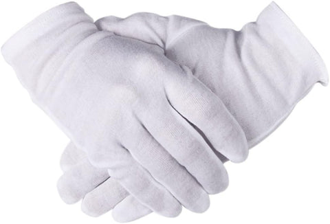 White Cotton Gloves 12 Pairs  Work Gloves for Cosmetic Moisturizing Coin Jewelry Inspection and Spa