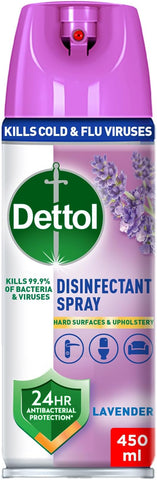 Dettol Antibacterial All in One Disinfectant Spray for use on Sofa, Car Seats, Kitchen Surfaces etc. (Kills 99.9% of Bacteria & Viruses), 450ml