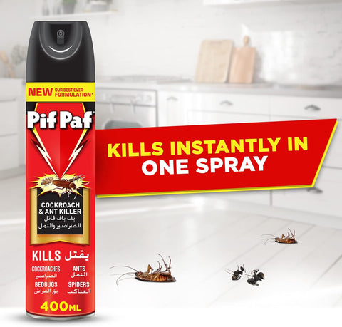 PIF PAF Cockroach & Ant Killer | Kill and Protect | Insect Killer Spray with Best Ever Formulation   PIFPAF  (12x400ML + 100ML FREE )     Pack of 12