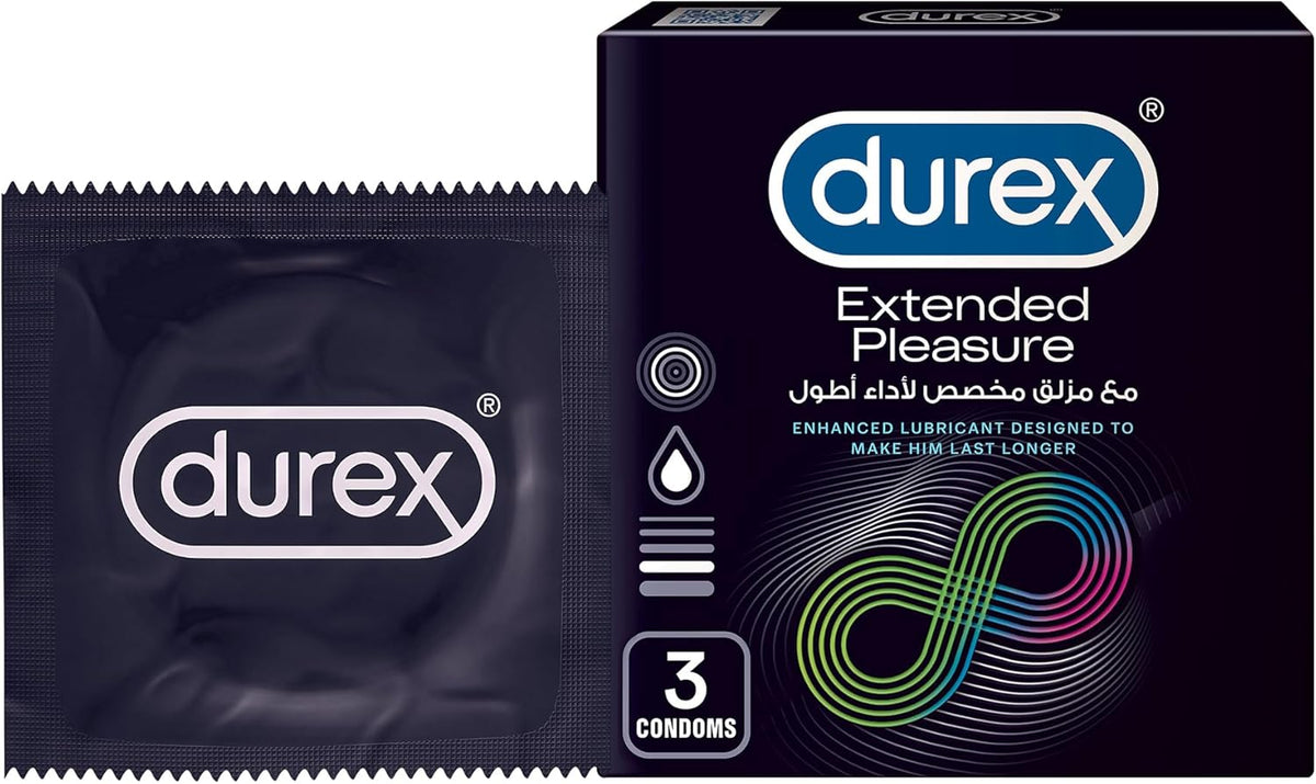 Durex Extended Pleasure Condoms For Men With Enhanced Lubricant -( 12x3 Piece)