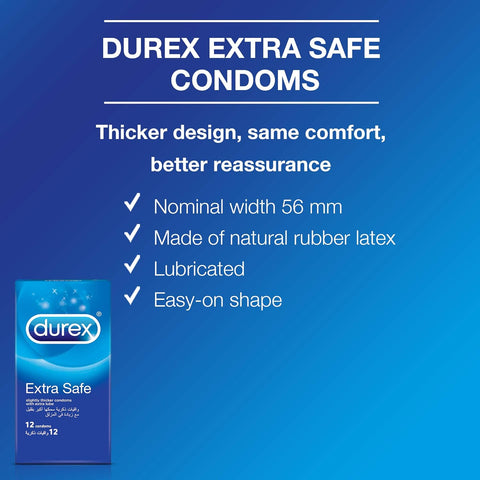 Durex Extra Safe Extra Lubed Condoms for Men, (  pack of 6 X 12PCS  )