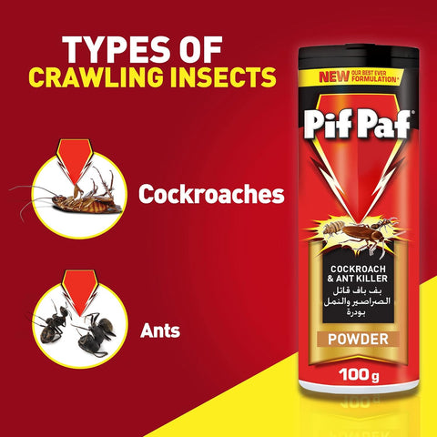 Pif Paf Cockroach & Ant Killer | Kill & Protect | Insect Killer Powder with Best Ever Formulation,( pack of 48x100 g  )