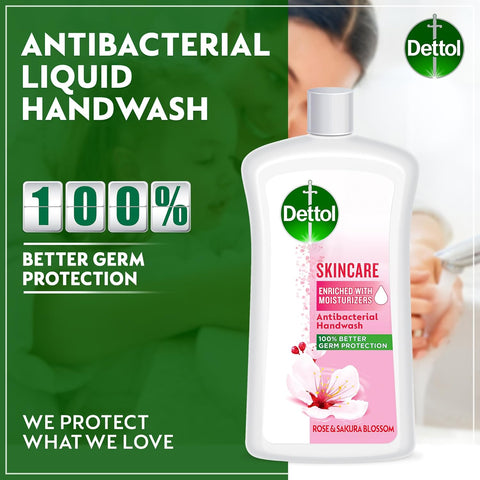 Dettol Skincare Handwash Liquid Soap Refill Rose & Sakura Blossom Fragrance 1Litre