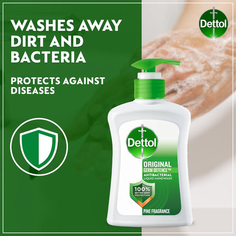 Dettol Handwash Liquid Soap Original Pump for Effective Germ Protection & Personal Hygiene, Protects Against 100 Illness Causing Germs, Pine Fragran ,  12x 400ml