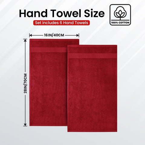 Premium Hand Towels - Pack of 6, 41x71 cm Bathroom Hand Towel Set, Hotel & Spa Quality Hand Towels for Bathroom, Highly Absorbent and Super Soft Bathroom Towels