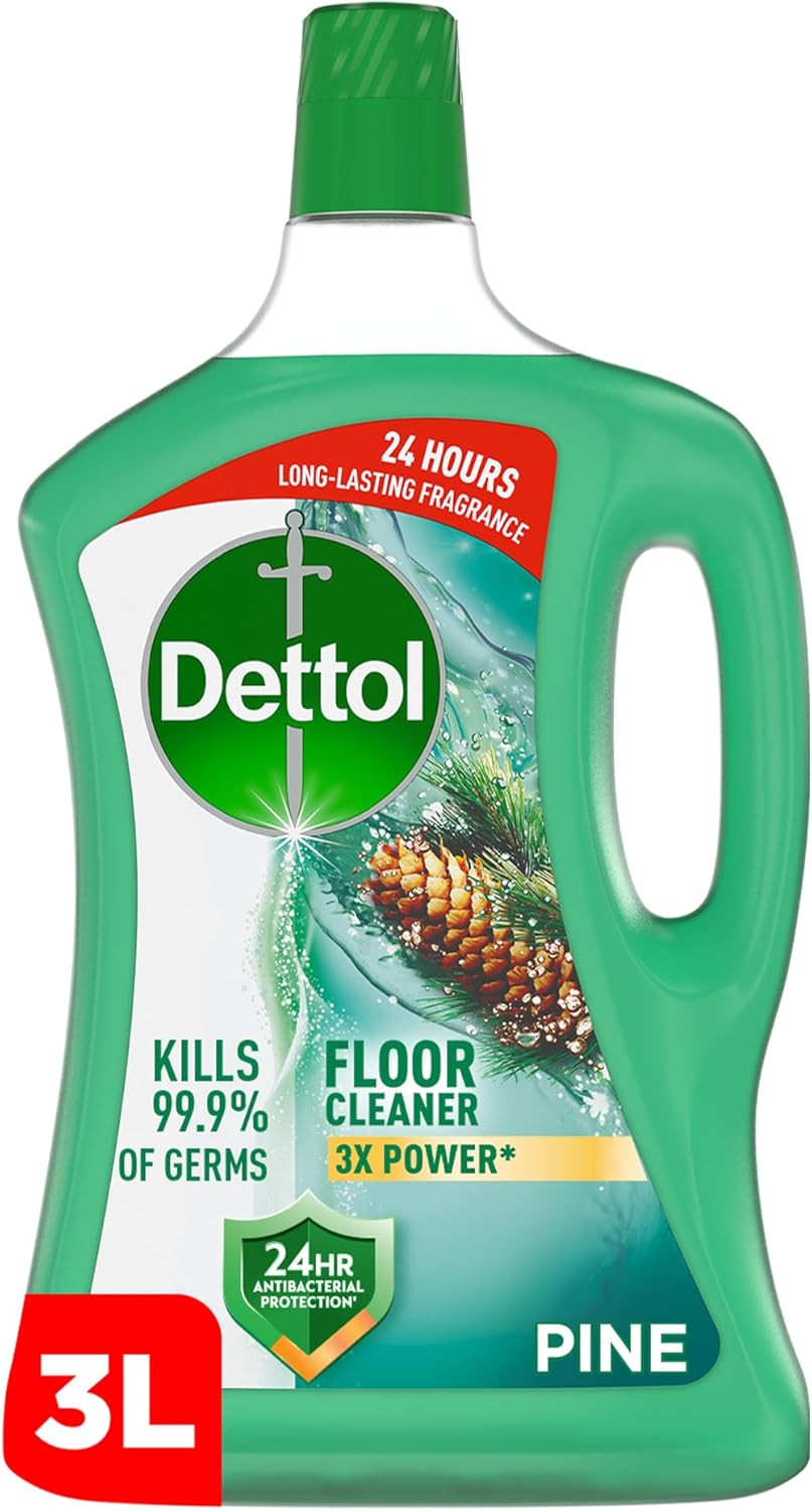 Dettol Pine Antibacterial Power Floor Cleaner with 3 times Powerful Cleaning (Kills 99.9% of Germs), 3L