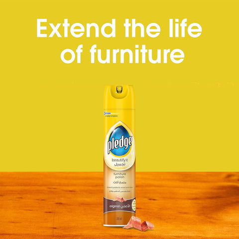 Pledge  Furniture Polish Spray, Original Scent, 12X300ml