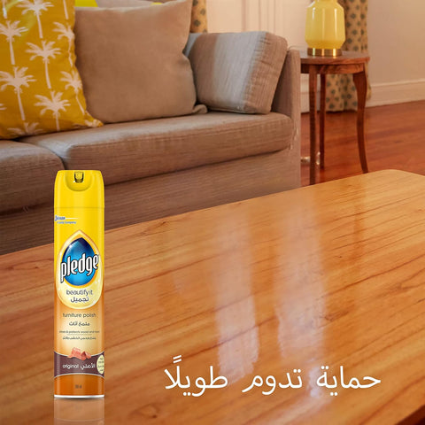 Pledge  Furniture Polish Spray, Original Scent, 12X300ml