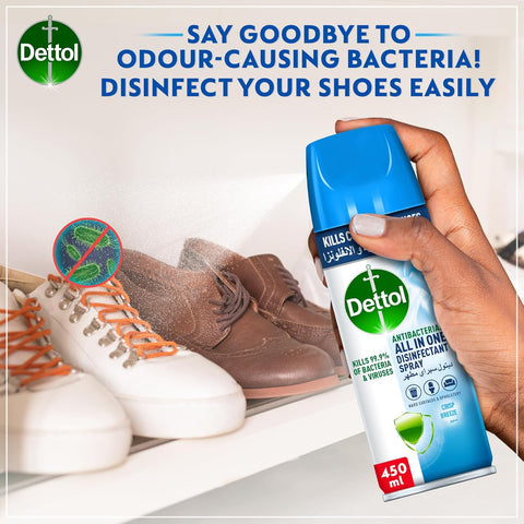 Dettol Antibacterial All in One Disinfectant Spray for use on Sofa, Car Seats, Kitchen Surfaces etc. (Kills 99.9% of Bacteria & Viruses), 450ml