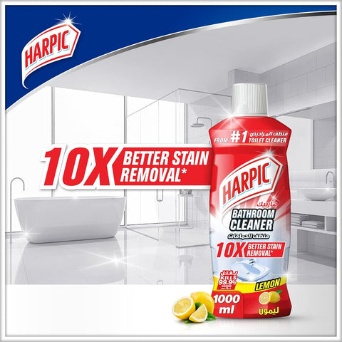 Harpic Bathroom Cleaner, Lemon Fragrance for 10X Better Stain Removal,( 12x1L)