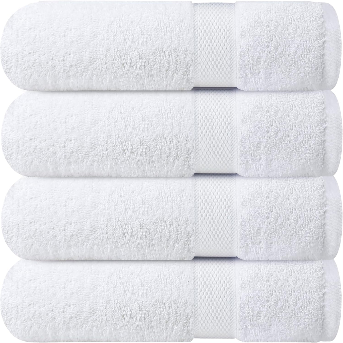 Premium Bath Towels Set Pack of 4-100% Ring Spun Cotton Towels - White Bath Towels 27x54 inches - Soft Feel, Quick Dry, Highly Absorbent Durable Towels