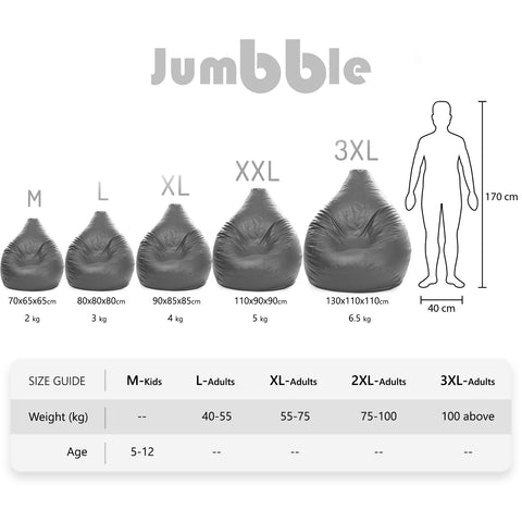 Jumbble Standard PVC Bean Bag | Durable Faux Leather Bean Bag with Filling | Comfortable and Stylish | Suitable for Adults & Kids | Versatile Seating for Home and Outdoors