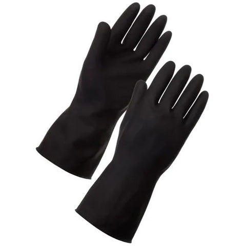 Euroglove Industrial Rubber Gloves Pair  Black Gloves,   Size: Large  ( pack of 50 pair )